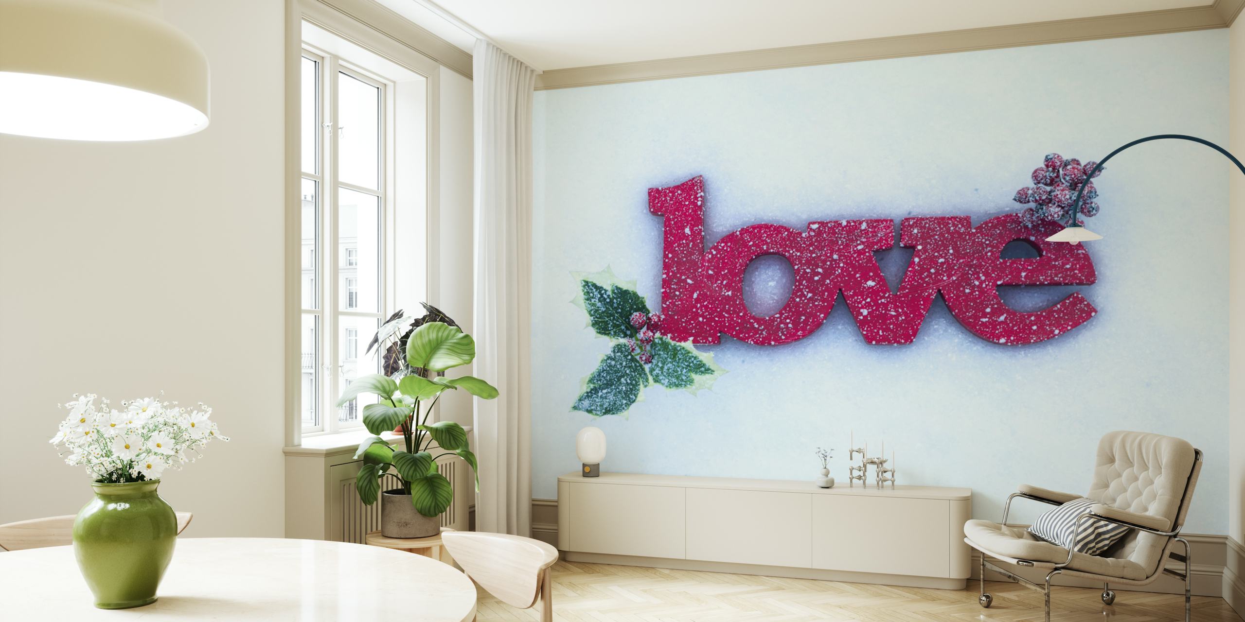 Winter Love koristeellinen tapetti huoneessa